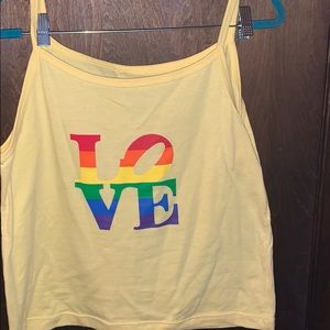 Buttery yellow pride cropped tank top